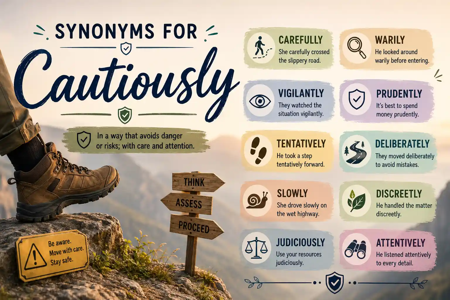synonyms for cautiously