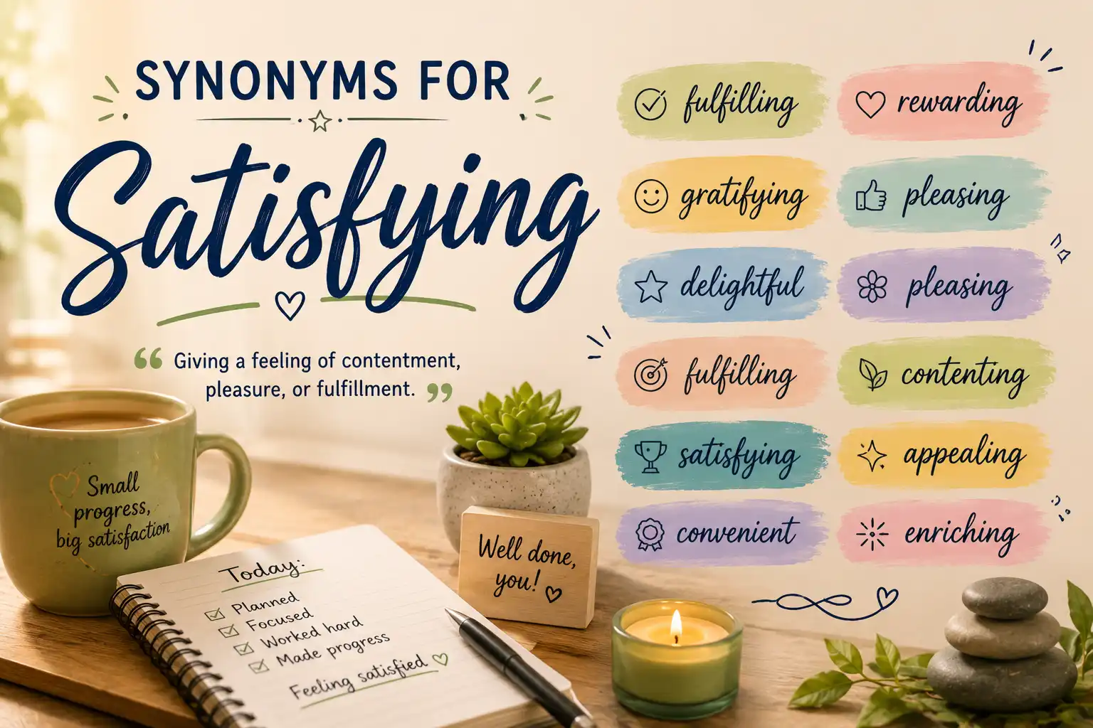 synonyms for satisfying