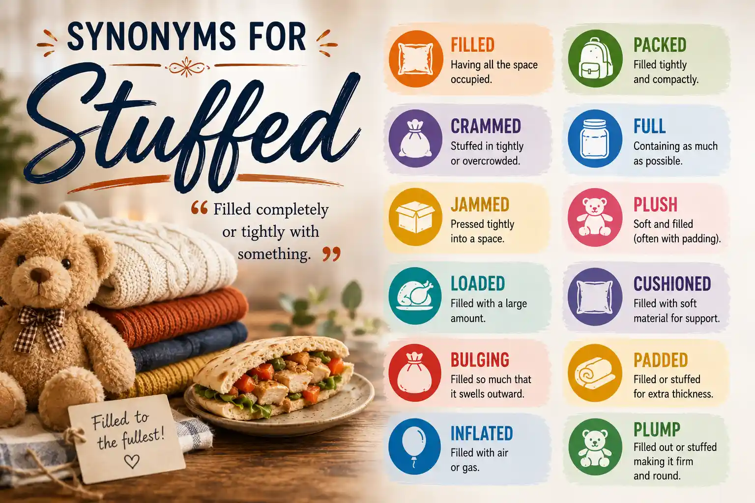 synonyms for stuffed